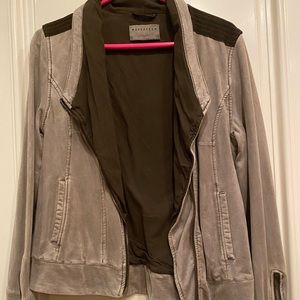 Anthropologie olive green moto jacket size medium